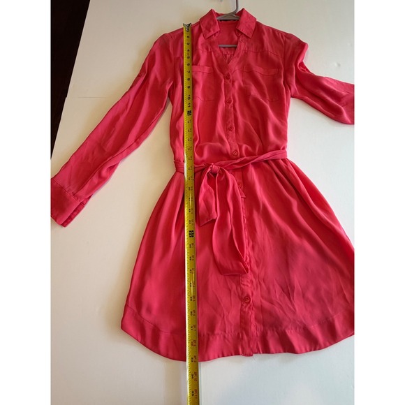 Express Pink Long Sleeve Button Down Shirt Dress with Waist Tie Pink S - Picture 3 of 6